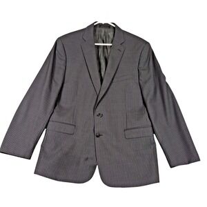 Calvin Klein Wool Blazer Mens 46R Reg N Blue Pinstriped Extreme Slim‎ Fit Read